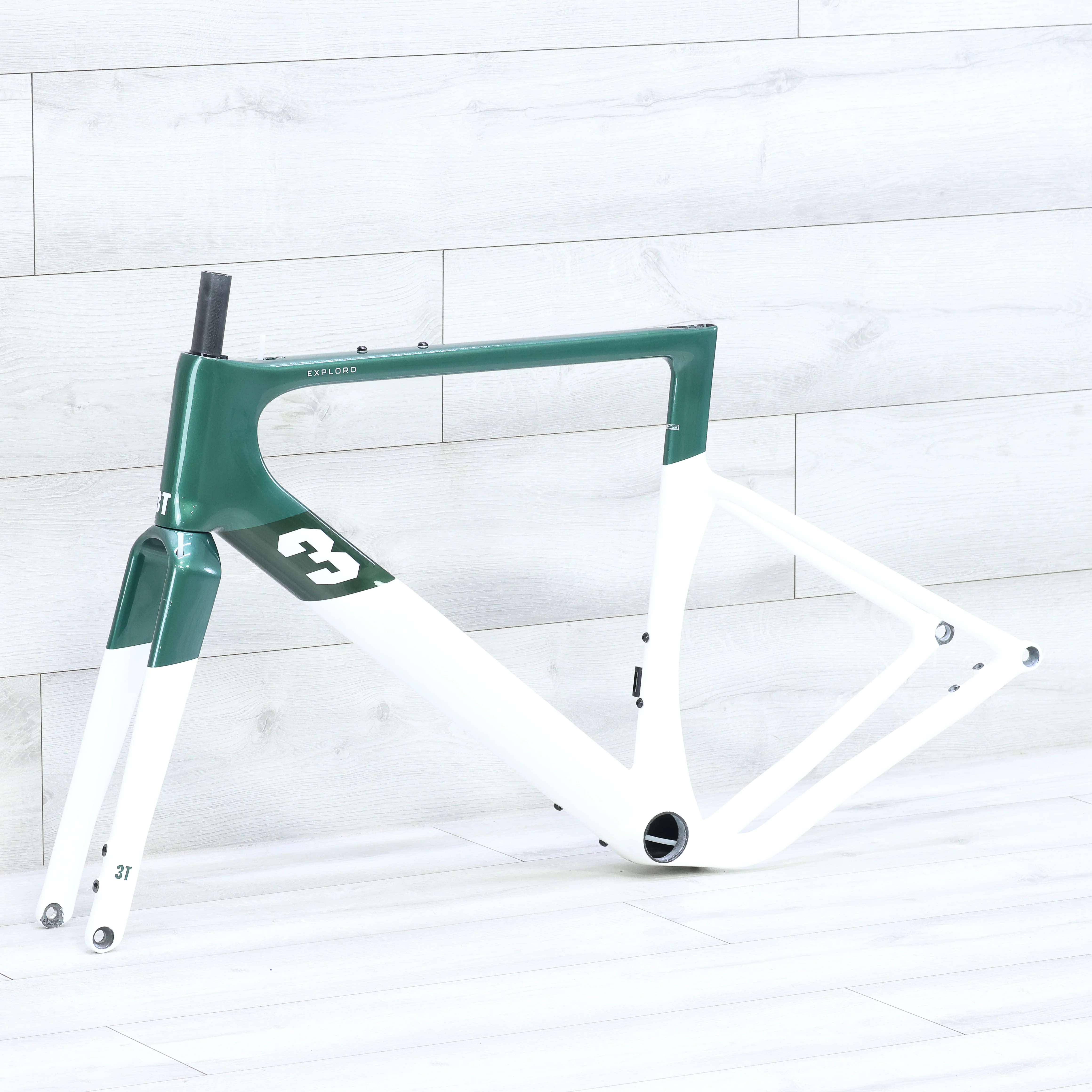 3T Exploro Racemax Gravel Bike Frameset 700c Emerald/White - 54cm - Image 4