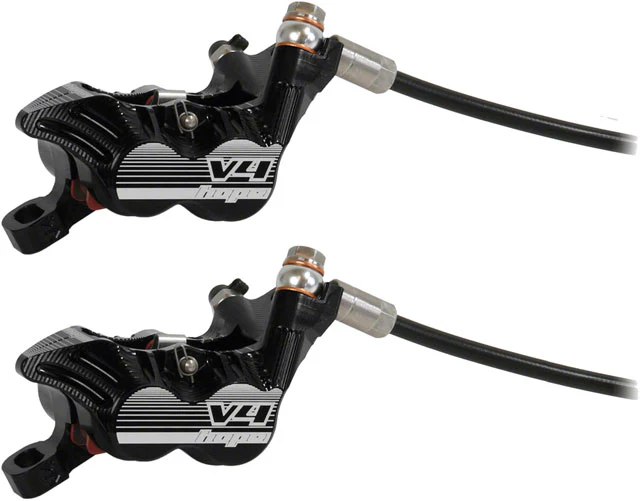 Hope Tech 3 V4 Duo Disc Brake and Lever - Front and Rear, Hydraulic, Post Mount, Black - Image 5
