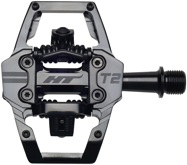 HT Components T2 Pedals - Dual Sided Clipless with Platform, Aluminum, 9/16", Green Camo