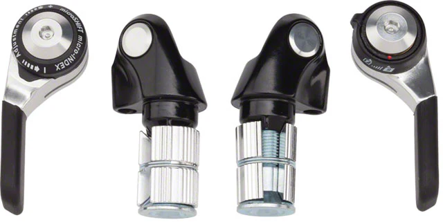 microSHIFT Bar End Shifter Set, 9-Speed Road, Double/Triple, Shimano Compatible, Silver