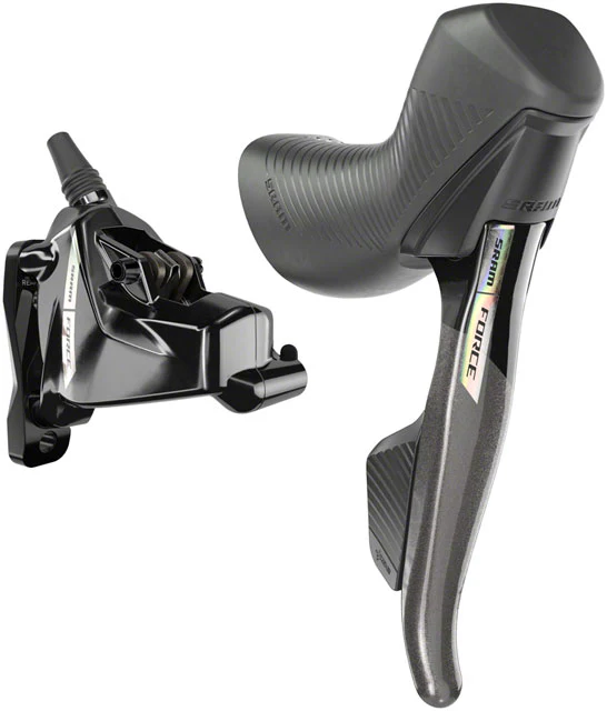 SRAM Force AXS HRD eTap Shift/Brake Lever and Hydraulic Disc Brake Caliper - Right/Rear, Flat Mount, 20mm Offset, Iridescent Gray/Blk, D2 - Image 3